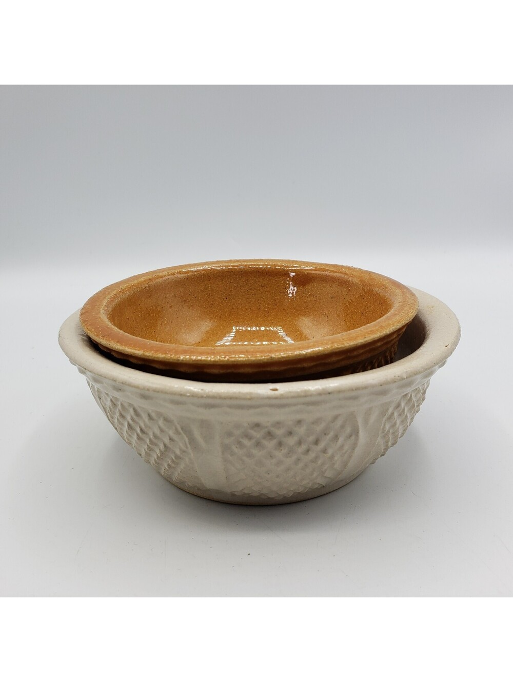 Vintage RRP Co Robinson Ransbottom Stoneware 2 Nesting Bowls Pottery